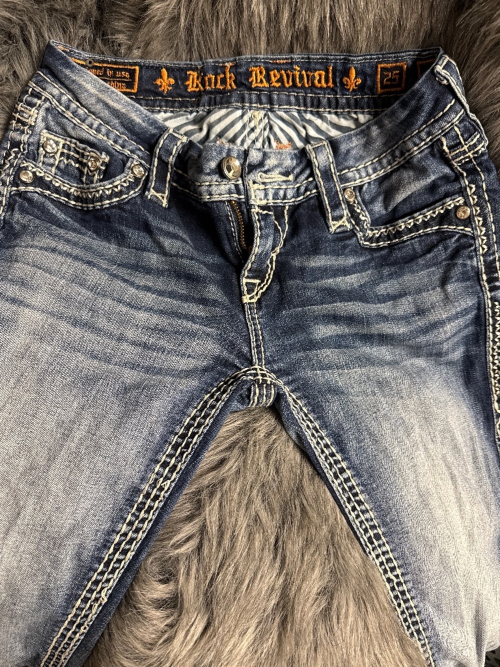 Rock Revival Donna Easy Skinny Jeans Buckle Exclusive Bling~25 waist; 31 inseam